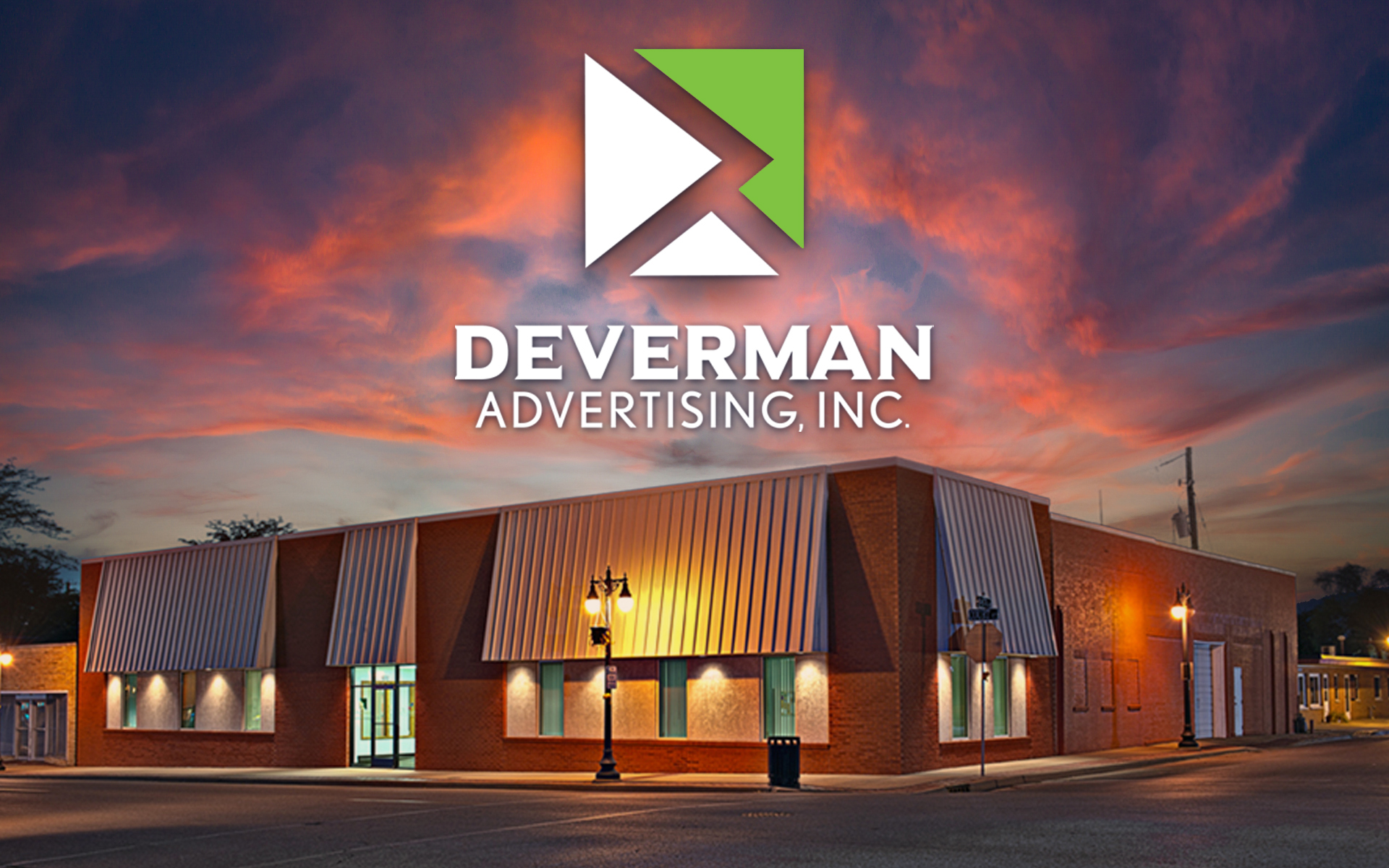 Deverman Advetising, Inc. twilight photo of building exterior